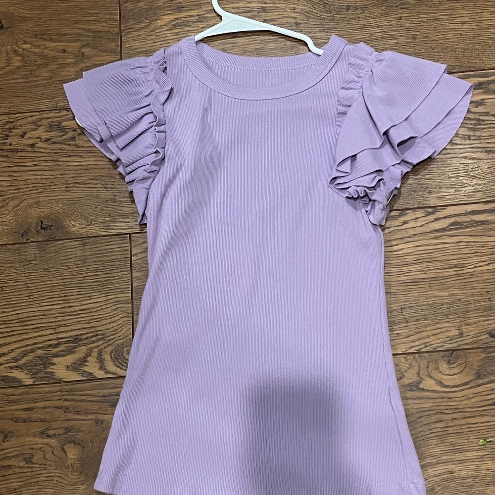 Purple ruffle sleeve top